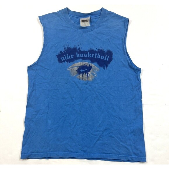 Vintage Y2K Nike Basketball Silver Tag Double‎ Sided Muscle Shirt Kids Youth L - Picture 1 of 6